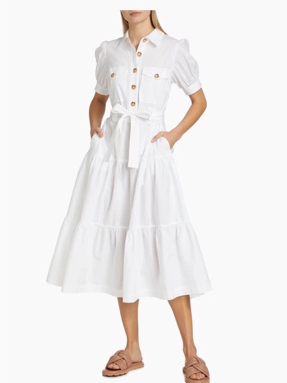 $425 Derek Lam 10 Crosby Buffy White Cotton Utility Dress New w Flaw size 2